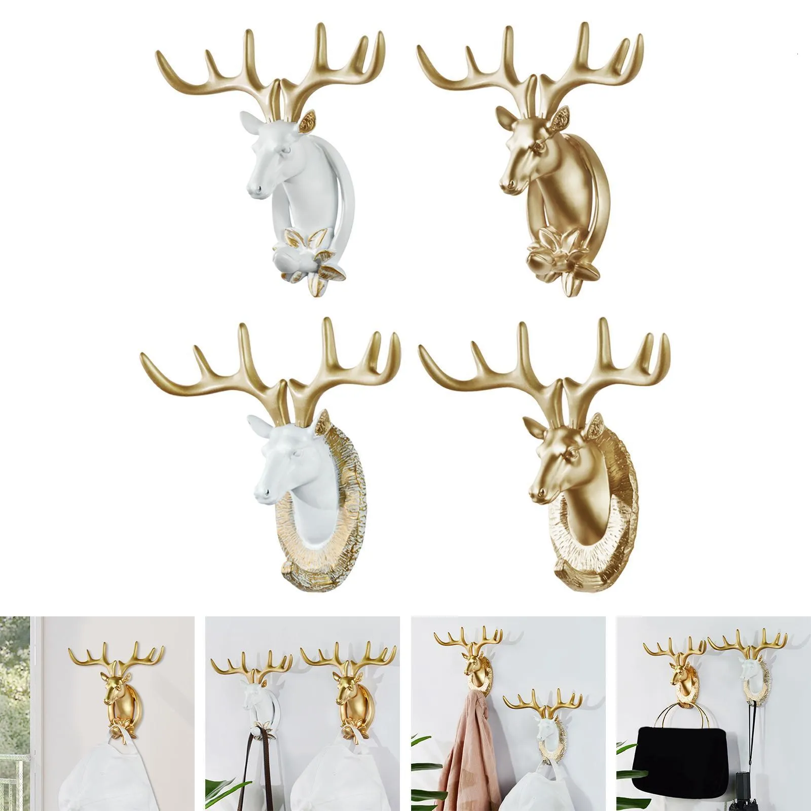 Deer Head Wall Hook Three dimensional Crafts Creative Ornament Collectible Hat