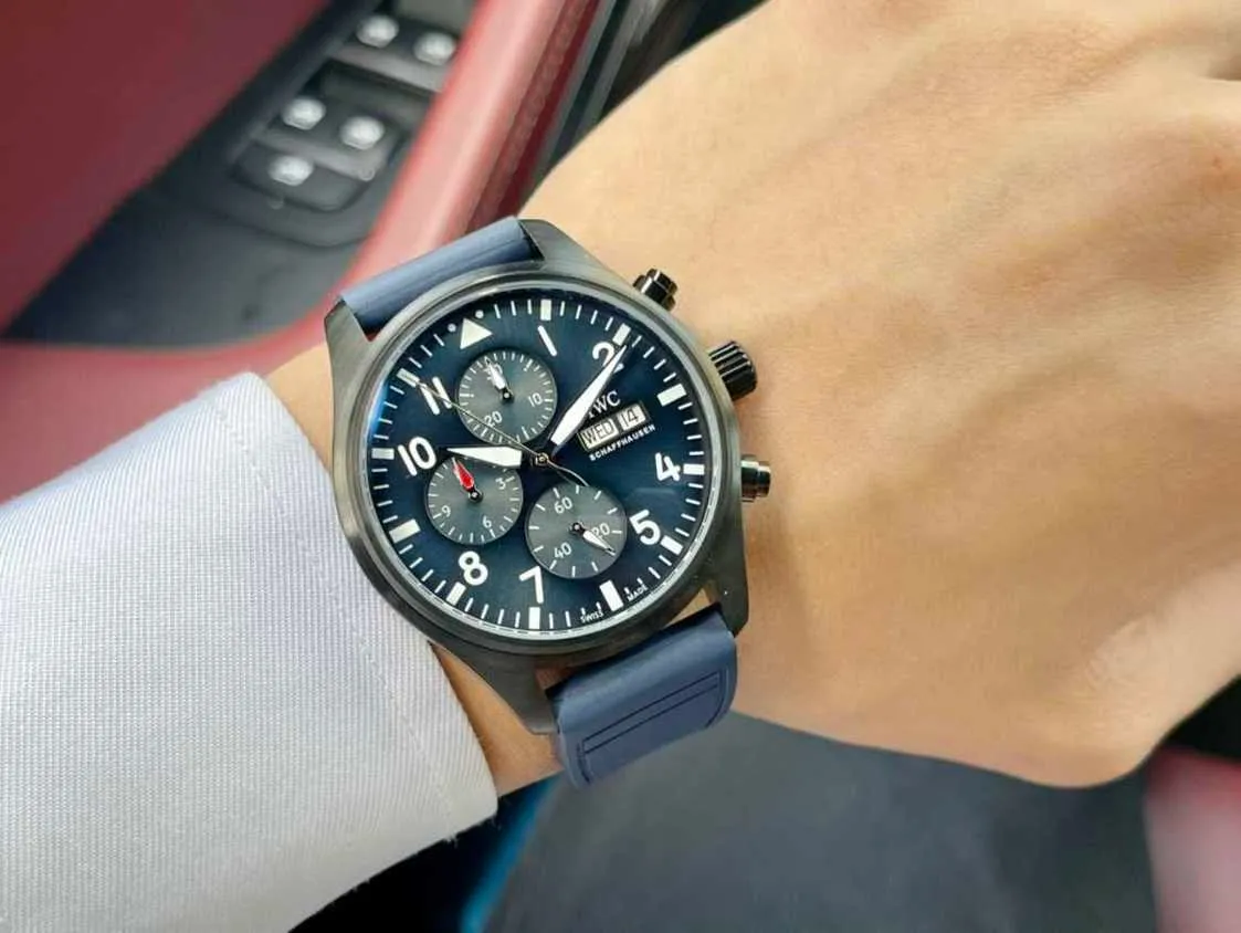 Pilot Luxury IWC Men tittar på mekanisk armbandsur R Högkvalitativ automatisk rörelse Uhr iw Montre Prx Luxe med låda