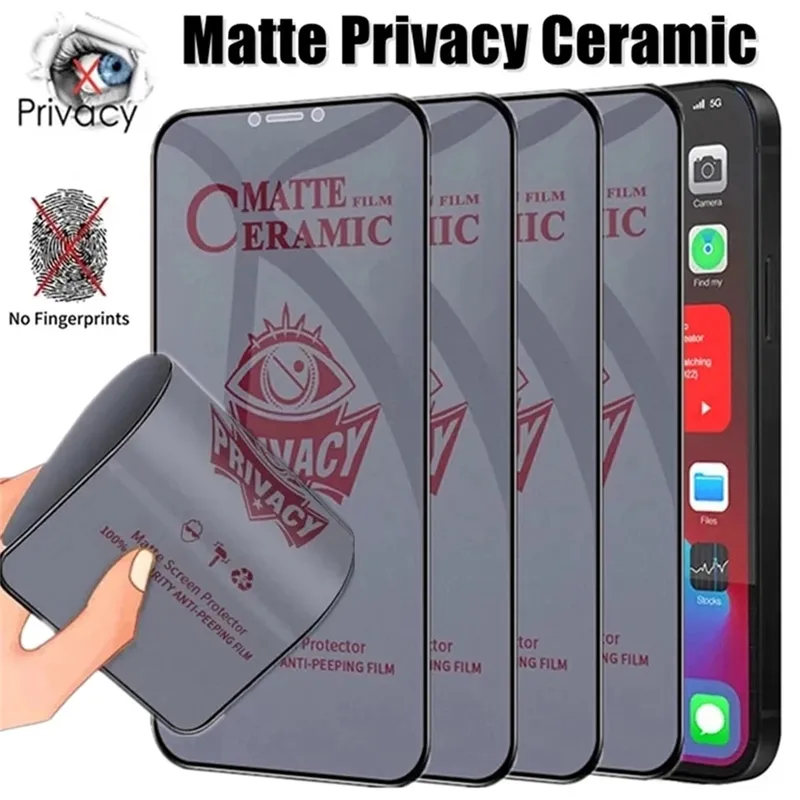 Protezione per schermo privacy in ceramica opaca per iPhone 14 PRO MAX 7 8 14 Plus Pellicola anti-spia per iPhone 11 12 13 Pro XS Max XR