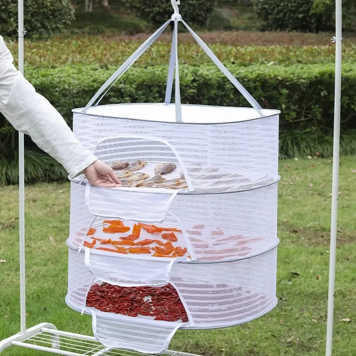 Other Home Storage Organization 4 Layers Foldable Drying Fishing Net Hanging Vegetable Dishes Dryer Cage Household Nets Mesh Flowers Buds Plants Organizer 230725