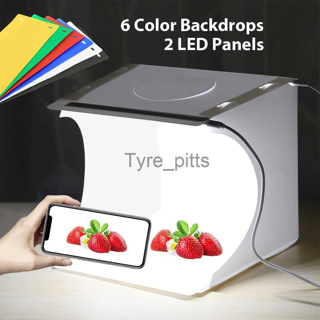 Flash Diffusori 2 LED Light box 20 CM Mini Photo Studio Box 1100 LM Photography Box Light Studio Shooting Tent Box Kit 6 fondali a colori. x0724 x0724