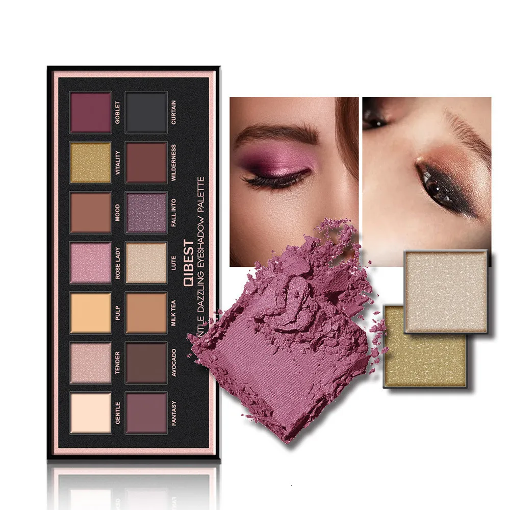 Ombre à paupières QI14Colors Maquillage Palette de fard à paupières Matte High Pigment Single Eye Shadow Palette Make up Long-lasting Cosmetic Lipstick suit 230724