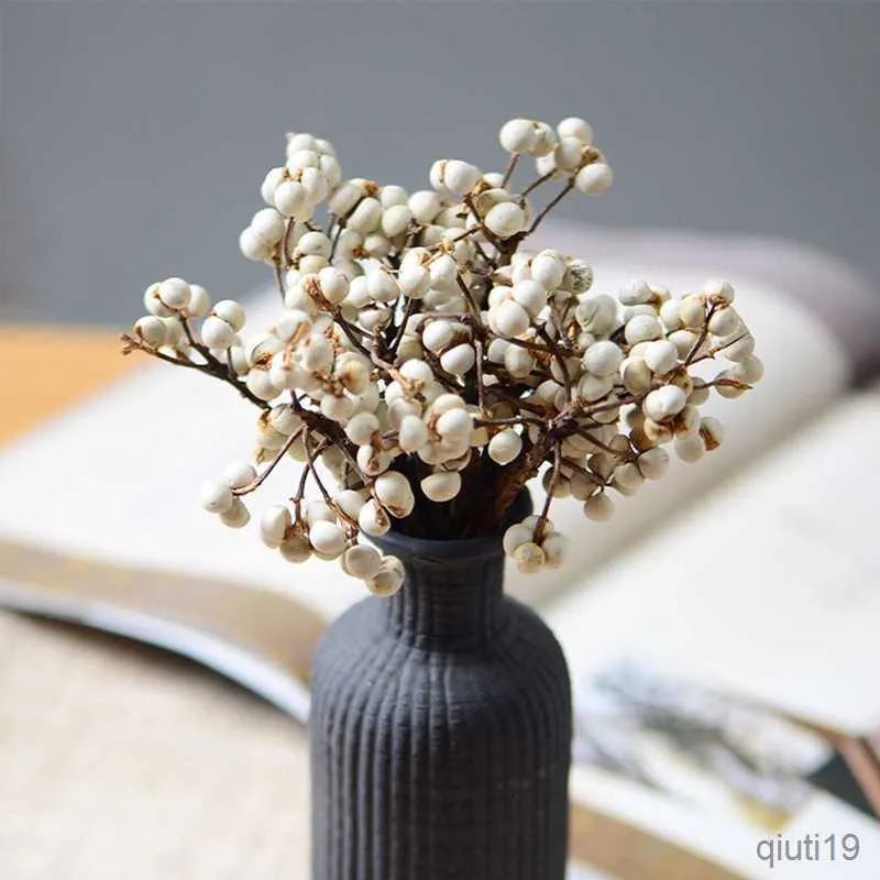 Fiori secchi 20 pezzi di batuffoli di cotone naturale Dired Flower Plants Dry Real White Fruit Bunch Fiori decorativi Fai da te Wedding Home Decoration R230725