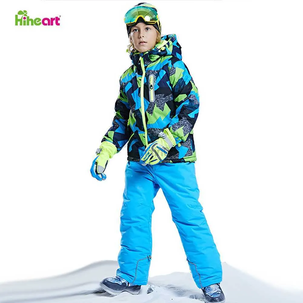 Down Coat Hiheart Kids Ski Coat Winter -35 graders snowboardskiddräkter Varma vattentäta utomhus snöjackor barn pojkar flickor kläder hkd230725