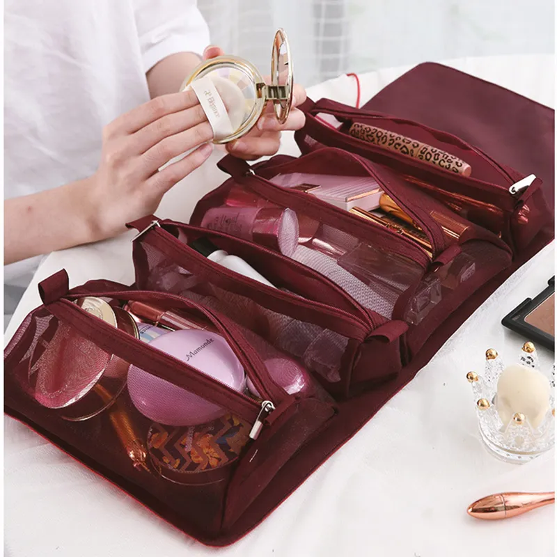 Women Cosmetic Bag Organizer منظم قابلة للطي معلقة حقيبة مكياج محمولة حقيبة مكياج متعددة الوظائف