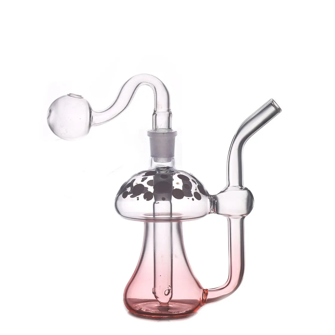 Mini poche en forme de champignon brûleur à mazout en verre bong narguilé pour dab rigs conduites d'eau petit recycleur barboteur attrape-cendres avec tuyaux de brûleur à mazout en verre mâle de 14 mm