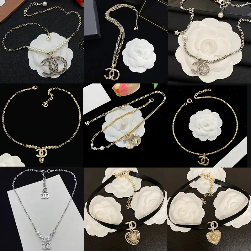 Luxus personalisierte Kristall CC Halskette Mode Marke Designer Halskette für Frauen hochwertige natürliche Perle Anhänger Halskette Hochzeit Schmuck