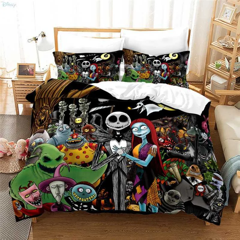 Nightmare Before Christmas 3D Skull Grinch Duvet Cover With Sally