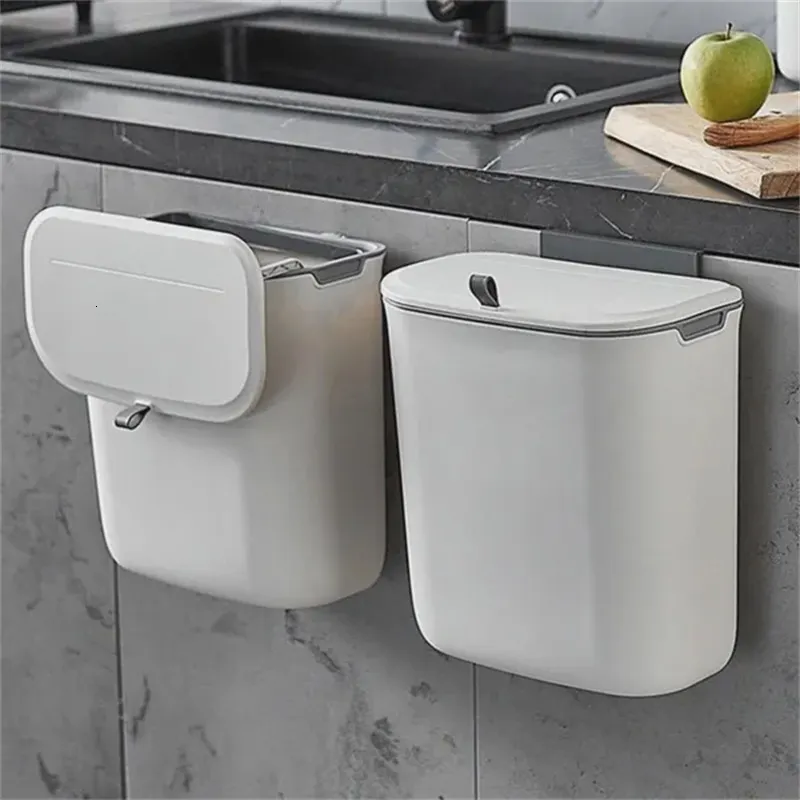 Comprar Cubo de basura montado en la pared, 9L, armario de cocina,  almacenamiento, cubo inteligente, reciclaje de baño, contenedores de basura  colgantes, accesorios de cocina