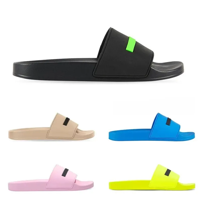 2023 Men Women Slippers Slides Brand Sandals Shoes Black Fluo Green White Cool Grey Beige Blue Pink Yellow Mens Rubber Slipper Slide Fashion Sandal 36-45