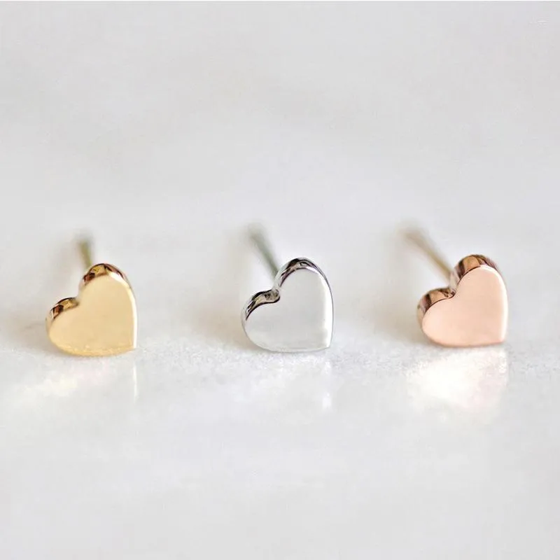 Boucles d'oreilles petit coeur en acier inoxydable pour femmes fille ne se décolore pas couleur or minuscule corée mode bijoux Piercing oreille