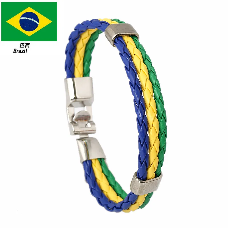 Italy Germany Brazil Flag Rope Surf Leather Bracelet Wristband Wholesale Dropship Fashion Mens Womens Friendship Jewelry
