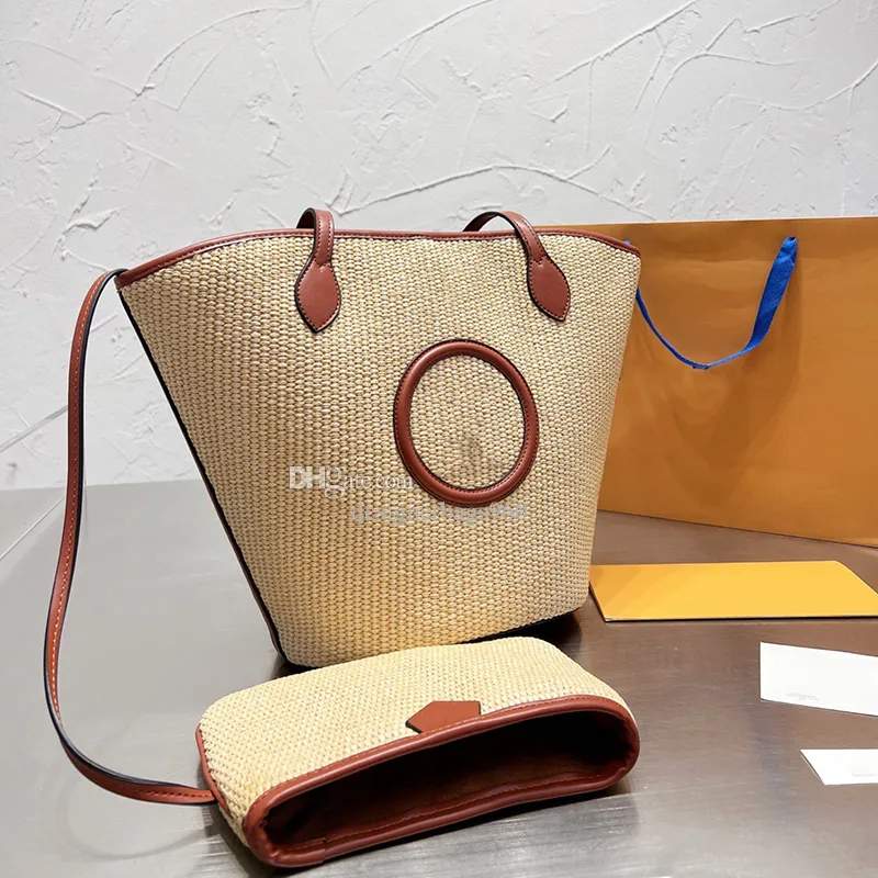 Letnia designerka torba słomka plażowa luksusowa torebka podróżna torebki słomka kobieta szydełka torba na torbę zakupową portfel portfel na ramię