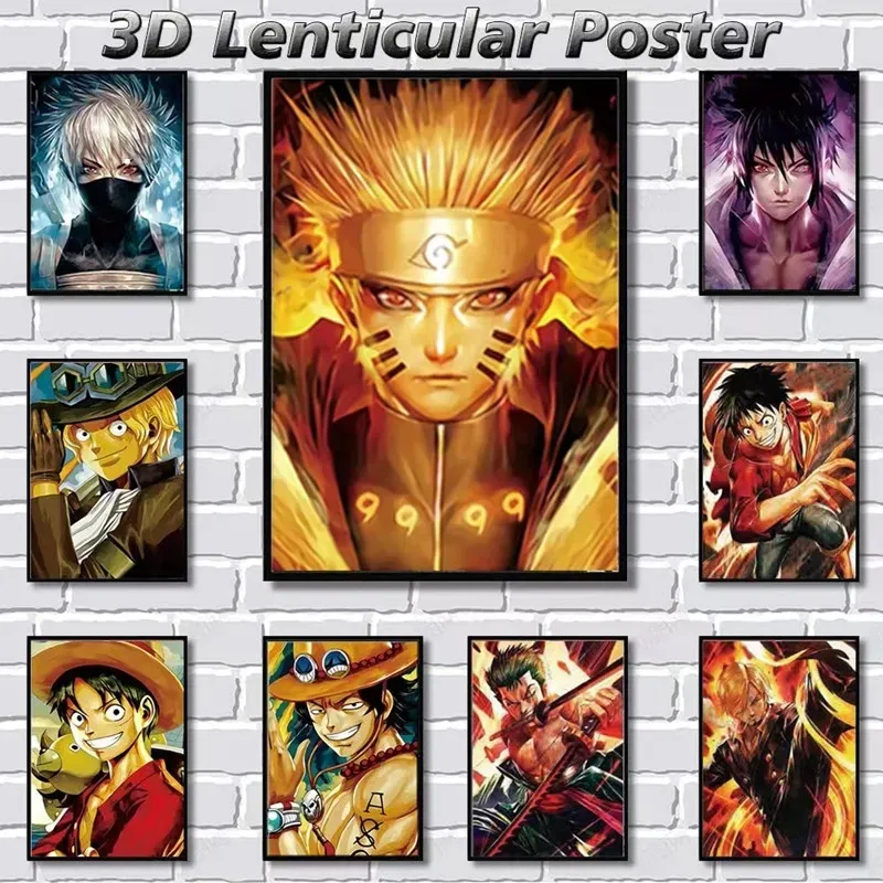 40cm 3D Holographic Anime Poster Sticker Kids Wall Animes Sticker