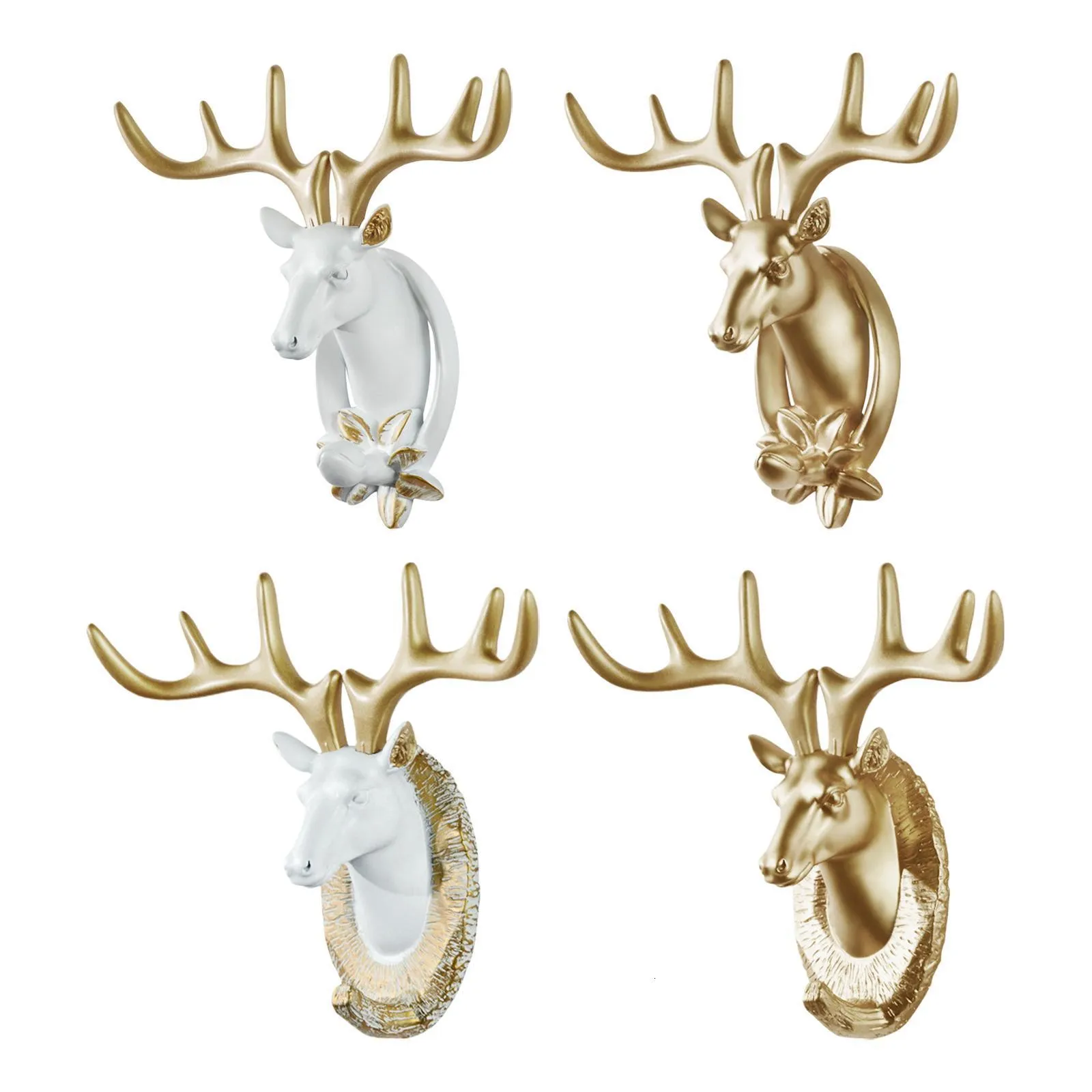 Decorative Objects Figurines Deer Head Wall Hook Three dimensional Crafts Creative Ornament Collectible Hat 230725