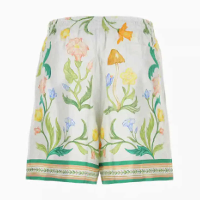 Casablanca Summer Fashion 23SS Flower ilustrado Rack Sketch Imprimir shorts de praia casual para homens e mulheres