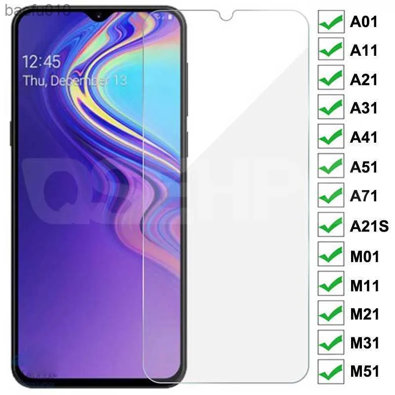 9H Tempered Glass For Samsung Galaxy A01 A11 A21 A31 A41 A51 A71 A21S Glass Screen Protector M01 M11 M21 M31 M51 A10 A50 Glass L230619