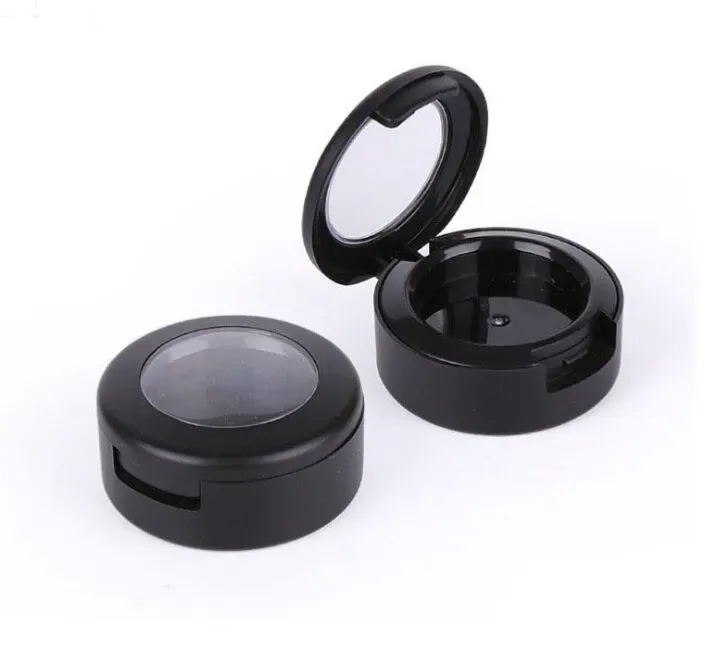 Atacado Dia 26mm Sombra para os Olhos Compacta Preto Fosco Pequenas Garrafas Paleta de Sombras Recipiente Vazio para Cosméticos Batom Redondo Caixa de Embalagem