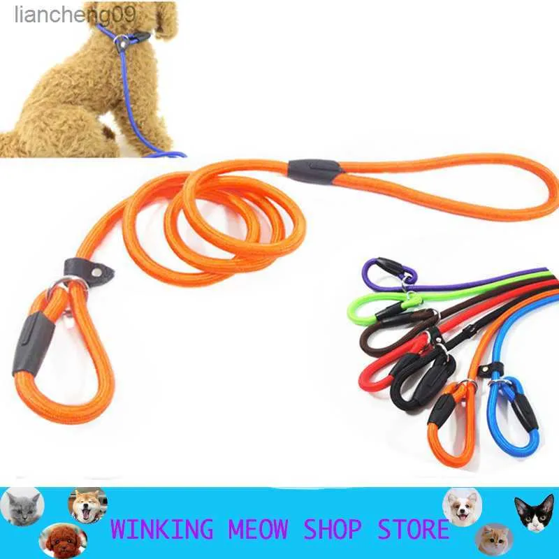 Dog Training Leash Slip Pet Dog Nylon Rope Lead Strap Adjustable Traction Collar For