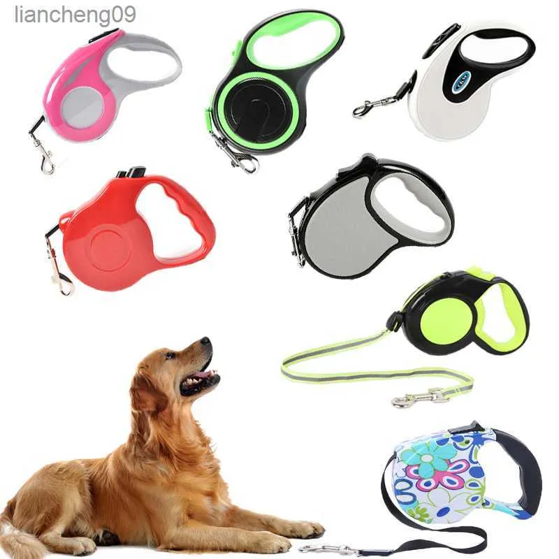 3/5 / 8M Laisse de chien rétractable Bande réfléchissante Laisses en nylon pour chien Extension de chiot Marche Chiens en cours d'exécution Conduit Corde de traction L230620