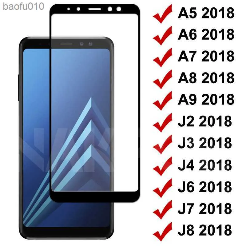 9D Hartowane szkło dla Samsung Galaxy A5 A7 A9 J2 J3 J7 J8 2018 Glass A6 A8 J4 J6 Plus 2018 Screen Protector Film Film L230619