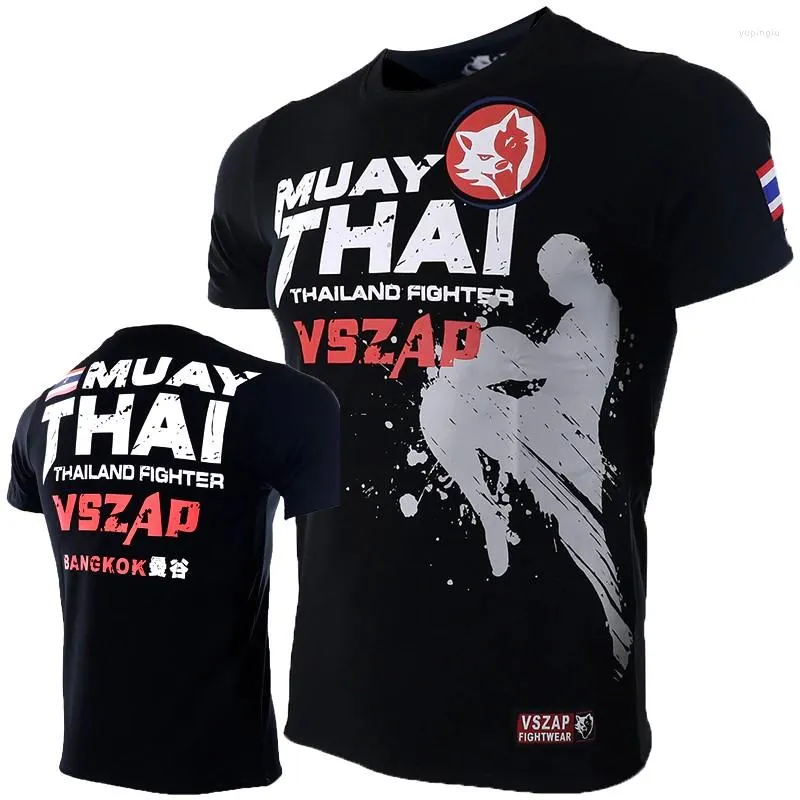 Camisetas masculinas Muay Thai Camisa Corrida Esportes Fitness Manga Curta Ao Ar Livre Boxe Wrestling Agasalhos Verão Respirável Secagem Rápida Tops