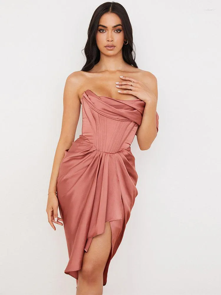 Casual Dresses Women Summer 2023 Pink Party Dress House Of Cb Satin Bodyocn Draped Sexy Celebrity Evening Club