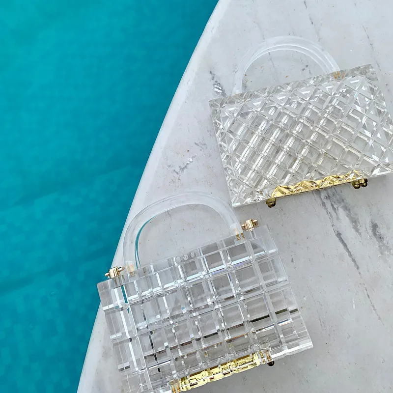 Evening Bags Transparent Clutch Bag Clear Acrylic PVC Plastic Women Vintage Party Handbag Trendy Beach Summer Wallet 230725