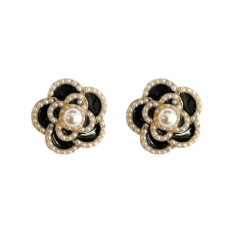 Boucles d'oreilles de marque de luxe classique géométrique femmes 925 argent camélia Rose fleur boucles d'oreilles