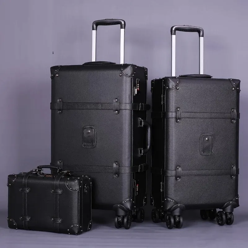 LeTrend Retro P Leather Rolling Luggage Set With Spinner Wheels High ...