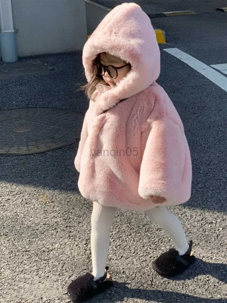 Down Coat Autumn Winter Children's Thick Warm Outterwear Fashion Korean Style Hooded Mid-long Kids Parkas Baby Girls Fluffy Jackets HKD230725