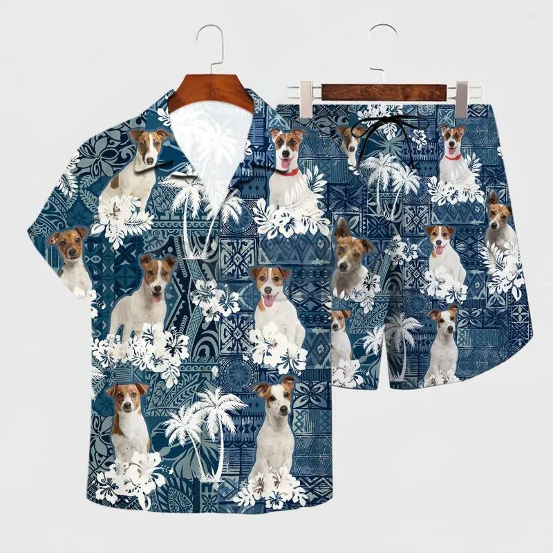 Tute da uomo Jack Russell Terrier Hawaiian 3D All Over Stampato Camicia Hawaii Pantaloncini da spiaggia Uomo Per donna Cane divertente Abbigliamento estivo