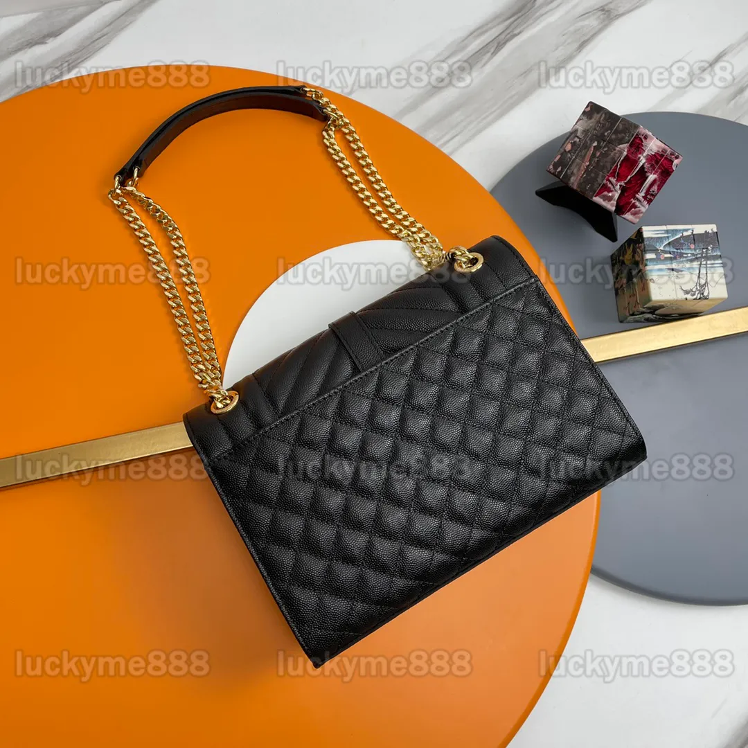 10a spegelkvalitetsdesigners Small kuvertpåse Kvinnor Kaviarläder Chevron quiltad klaffväska Luxurys handväskor Crossbody Black Shoulder Chain Strap Box Bag