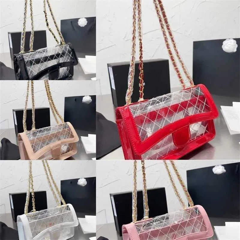 Luxurys designer väskor 23SS kanalpåsar messenger väska handväska axel kuvertpåse tote kvinnors nya modekedja söt pvc transparent CF bärbar crossbody väska