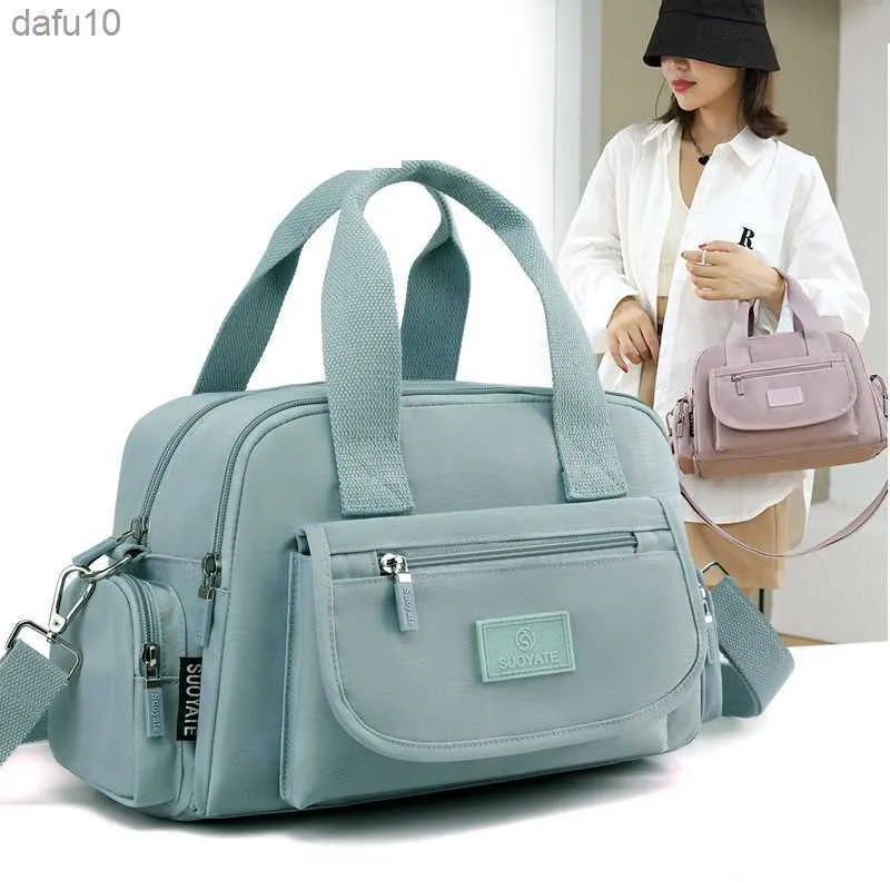 Vattentät nylonduk Kvinnor Tygväska axelväskor damväskor för kvinnor 2023 Casual Hand Bag Female Crossbody Bag SAC L230704