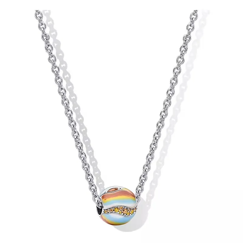 Bijoux de créateurs de haute qualité 925 collier en argent pour femmes collier chaîne terre Saturn pendentif bricolage Fit Pandoras étoile lune anneau accessoires