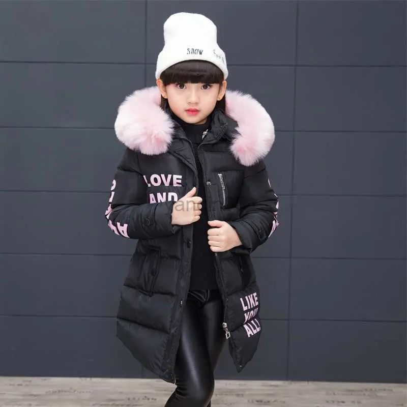 Manteau en duvet OLEKID 2023 Russe Hiver Filles Parka Col En Fausse Fourrure Longues Filles Coton-rembourré Veste 4-13 Ans Enfants Adolescents Survêtement Manteau HKD230725