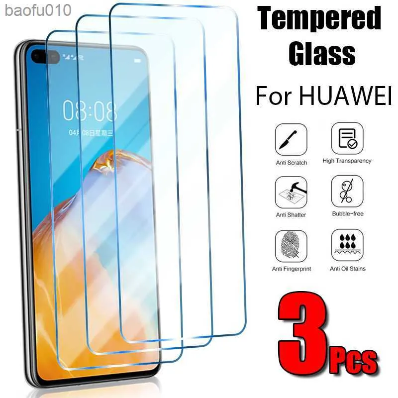 3 pièces verre de protection pour Huawei P20 P30 Lite P Smart 2021 protecteur d'écran pour Huawei P30 P40 Lite Pro couverture de téléphone en verre L230619