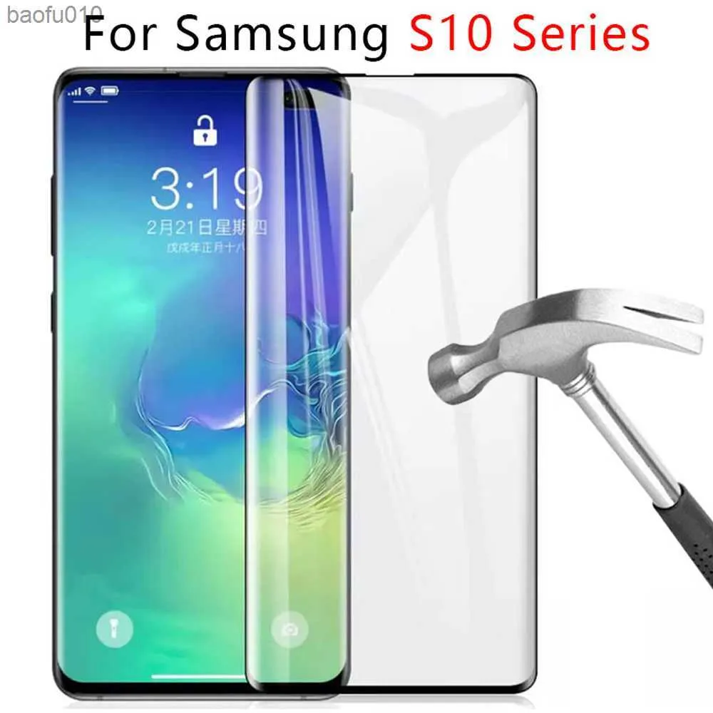 verre trempé pour samsung Galaxy S8 S9 S10e S10 plus couverture complète bord S7 sur le film protecteur d'écran de téléphone en verre L230619