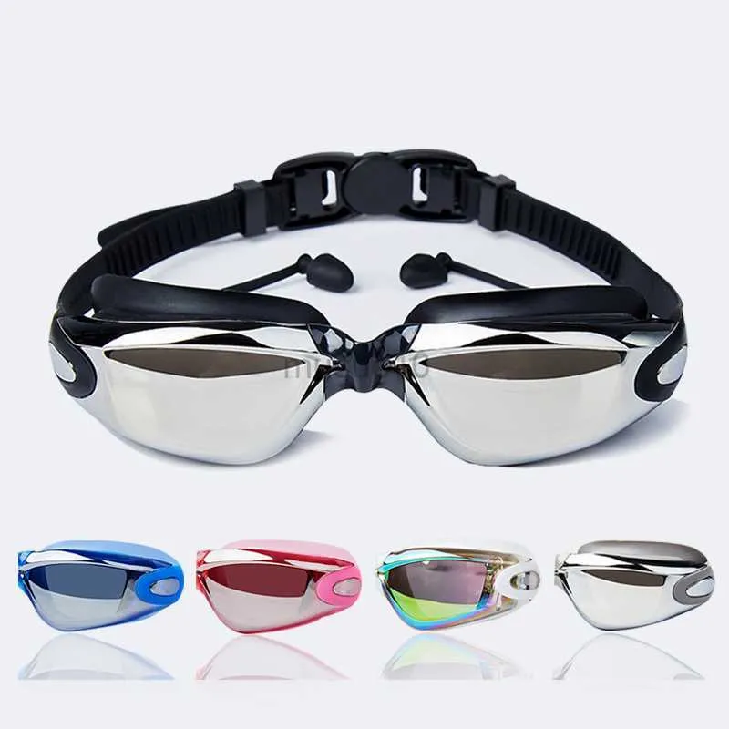 Schwimmbrille zum Schwimmen Erwachsene Kinder Brille Einteilige Ohrstöpsel Galvanik Antibeschlag Hochauflösendes Schwimmzubehör HKD230725