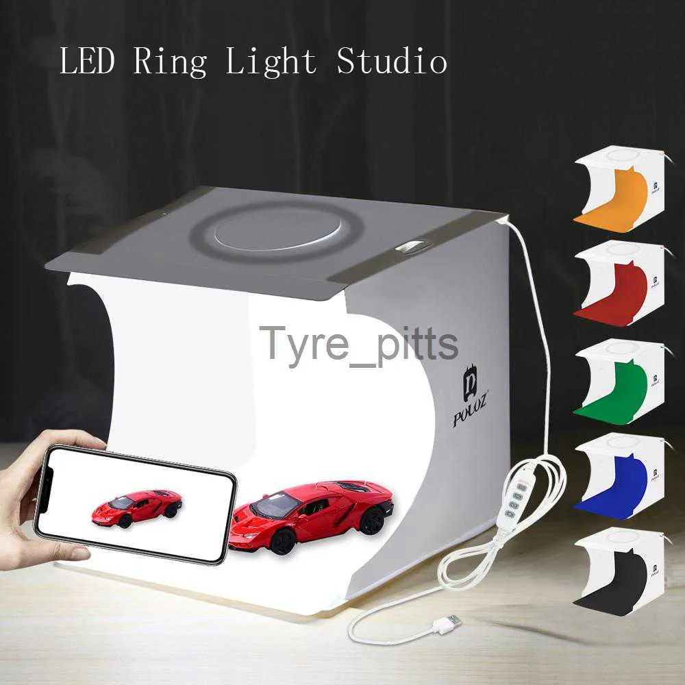 Difusores de Flash Mini Portátil LED Ring Light Box Lightbox Photo Studio Box Fotografia Light Studio Shooting Tent Box Kit 6 Color Backdrops x0724 x0724