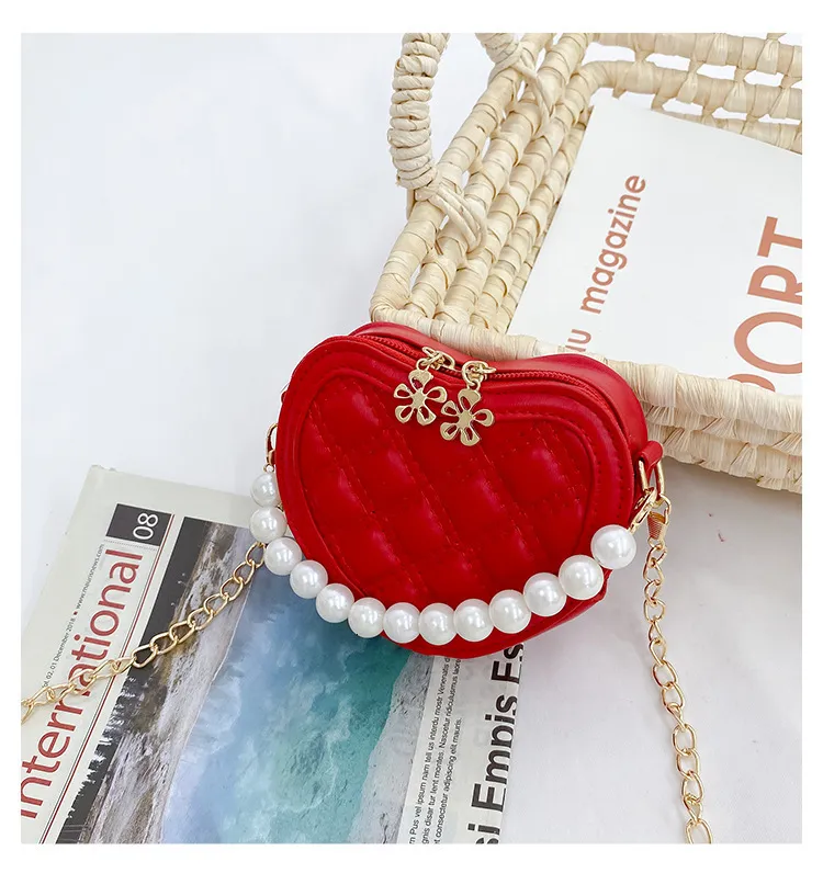 Borsa A Tracolla Per Bambina A Cuore Con Manico Di Perle: Regalo Perfetto Per Piccole Principesse - 2
