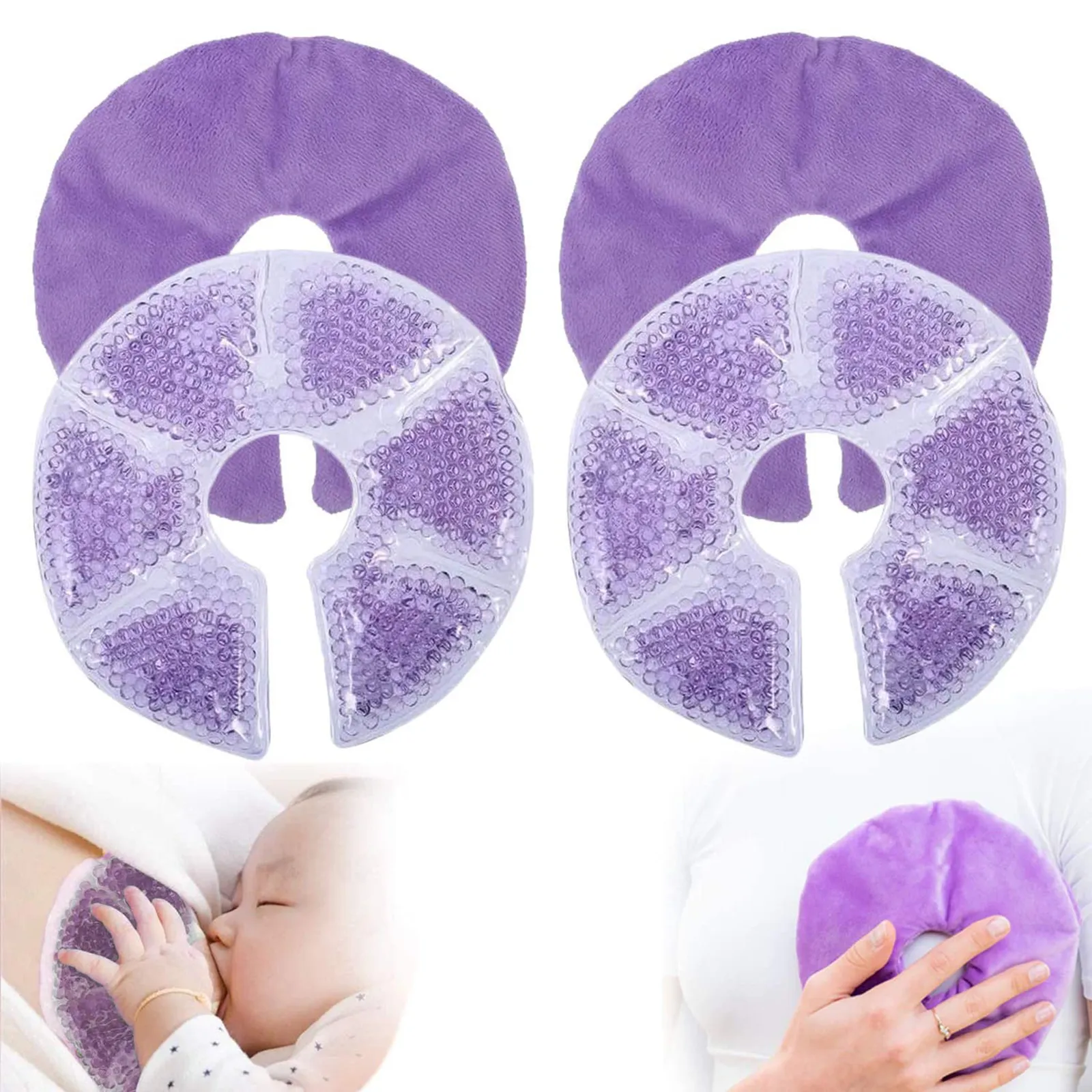 2Pcs Breast Therapy Pack Ice Pack Pads Hot or Cold Use For Nursing Mother Hot Cold Breastfeeding Gel Pads