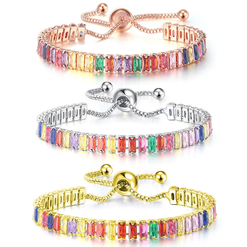 Tilianni Amazon Cross -border Explosion European and American Color Colorbone Bracelet Full Diamond Crystal Merbers