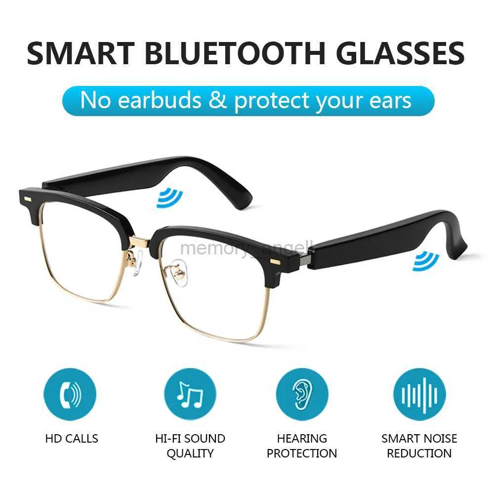 Akıllı Gözlük Akıllı Bluetooth Glasses Erkekler Moda Akıllı Güneş Gözlüğü Bayan Gözlükler Müzik Ses Dili Asistanı iPhone Android Xiaomi HKD230725