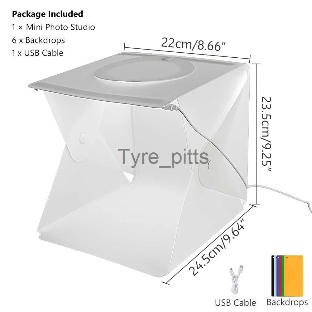 Flash diffusorer Uppgradering Folding Photo Studio Lighting Tält Softbox Kit 2 LED -panel Bakgrund Foto Studio Ljusbox Fotografering Belysning Tält X0724 X0724