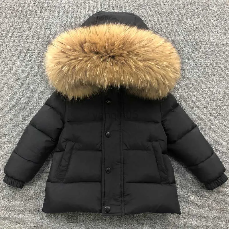 Manteau en Duvet Enfants Hiver Doudoune Super Grand Col De Fourrure Enfants Épaissir Chaud Outwear Toddler Manteau Court Bébé Garçons Filles Âge 1-13Y Snowsuit HKD230725