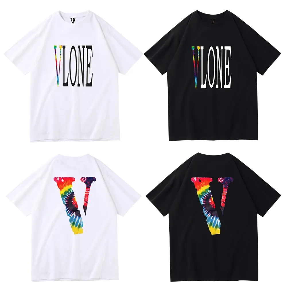 T-shirt ampia a V ampia sul retro a maniche corte VLONE di marca alla moda per uomo e donna coppie ins high street hip-hop versatile a maniche corte