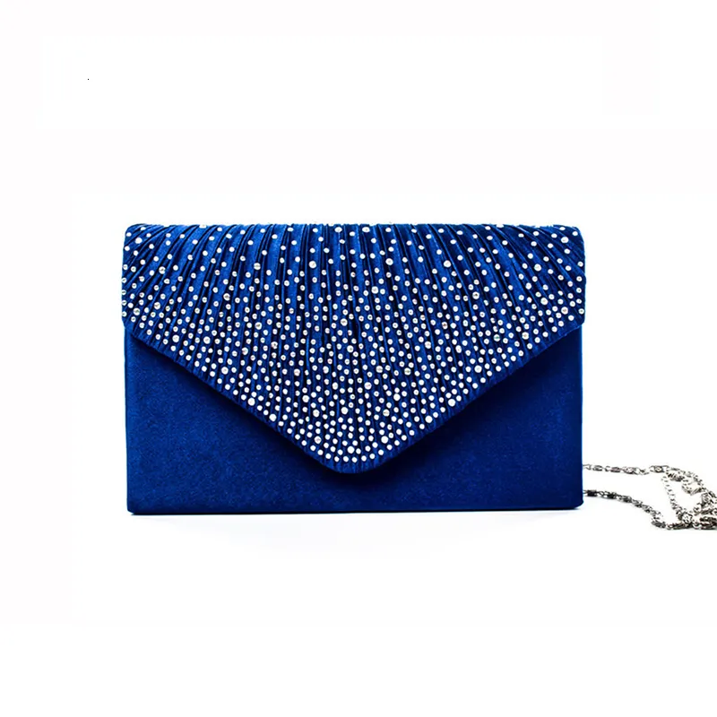 Evening Bags Blue Silver Red Orange Multi Color Fashion Women Clutch Bag with Rhinestone Ladies Wedding Party Dress Accessories 230725