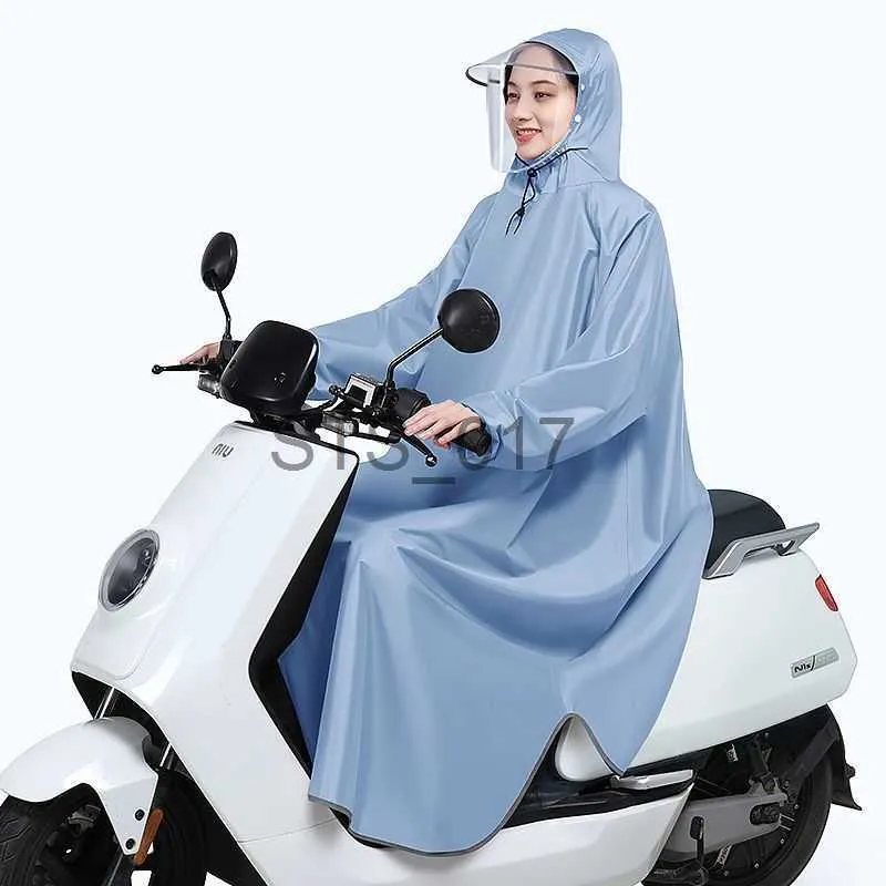 Raincoats Electric Battery Car with Sleeve Raincoat For Men Motorcykel Lång fullkropp Regntät singelperson Riding Self-Porch New Poncho X0724